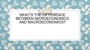 WHATS THE DIFFERENCE BETWEEN MICROECONOMICS AND MACROECONOMICS Microeconomics