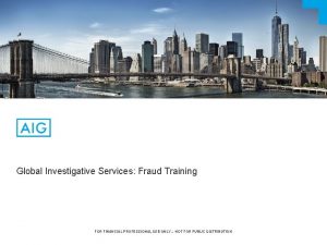 Global Investigative Services Fraud Training FOR FINANCIAL PROFESSIONAL