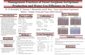 Management Practices of Sweet Sorghum for Optimal Production