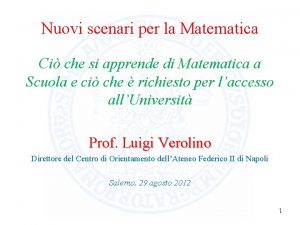 Nuovi scenari per la Matematica Ci che si