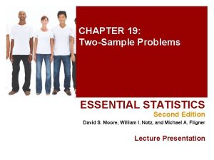 CHAPTER 19 TwoSample Problems ESSENTIAL STATISTICS Second Edition