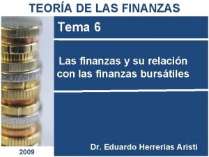 TEORA DE LAS FINANZAS Tema 6 Las finanzas