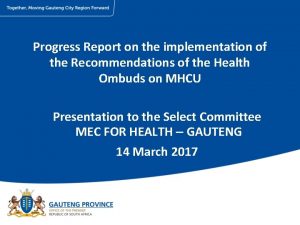 Progress Report on the implementation of the Recommendations