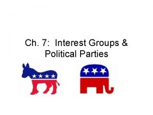 Ch 7 Interest Groups Political Parties Interest groups