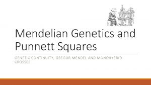 Mendelian Genetics and Punnett Squares GENETIC CONTINUITY GREGOR