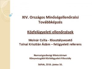 XIV Orszgos Minsgellenrzsi Tovbbkpzs Kzfelgyeleti ellenrzsek Molnr Csilla