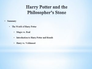 Summary The World of Harry Potter Magic vs