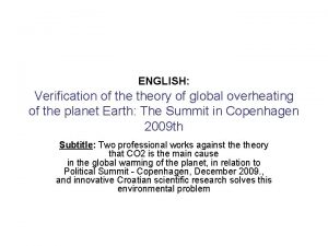 ENGLISH Verification of theory of global overheating of