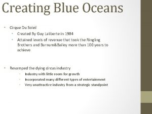 Creating Blue Oceans Cirque Du Soleil Created By