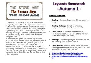 Leylands Homework Autumn 1 Weekly homework This topic