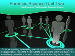 Forensic Science Unit Two Mrs Pearsons First Semester