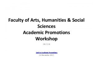 Faculty of Arts Humanities Social Sciences Academic Promotions