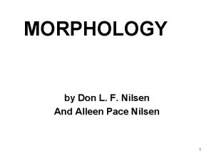 MORPHOLOGY by Don L F Nilsen And Alleen