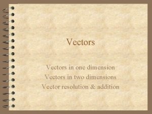 Vectors in one dimension Vectors in two dimensions