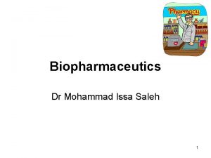 Biopharmaceutics Dr Mohammad Issa Saleh 1 Biopharmaceutics Biopharmaceutics