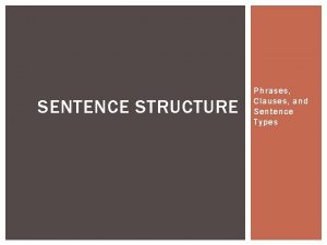 SENTENCE STRUCTURE Phrases Clauses and Sentence Types SENTENCE