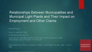 Relationships Between Municipalities and Municipal Light Plants and