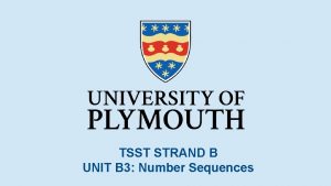 TSST STRAND B UNIT B 3 Number Sequences