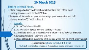 Before the bell rings 16 March 2015 1