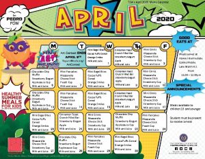 TDAs April 2020 Menu Calendar Mini Bagel Bites