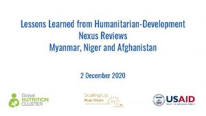 Lessons Learned from HumanitarianDevelopment Nexus Reviews Myanmar Niger