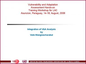Vulnerability and Adaptation Assessment Handson Training Workshop for