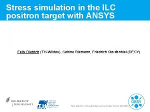 Stress simulation in the ILC positron target with
