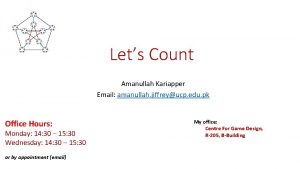 Lets Count Amanullah Kariapper Email amanullah jiffreyucp edu