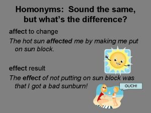 Homonyms Sound the same but whats the difference