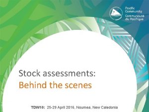 Stock assessments Behind the scenes TDW 10 25
