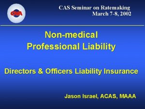 CAS Seminar on Ratemaking March 7 8 2002