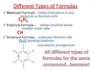 Different Types of Formulas Molecular Formula shows of
