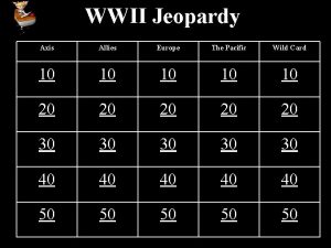 WWII Jeopardy Axis Allies Europe The Pacific Wild