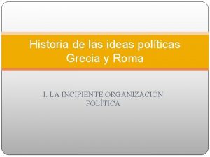 Historia de las ideas polticas Grecia y Roma