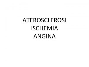 ATEROSCLEROSI ISCHEMIA ANGINA La Placca Aterosclerotica ENDOTELIO Lo