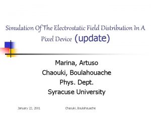 Simulation Of The Electrostatic Field Distribution In A