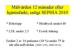 Mlvrden 12 mnader efter hjrtinfarkt enligt SEPHIA 2010