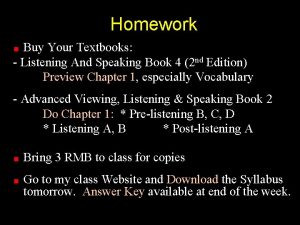 Homework Buy Your Textbooks Listening And Speaking Book