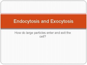 Endocytosis and Exocytosis How do large particles enter