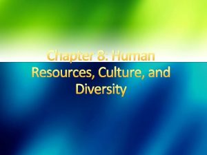 Chapter 8 Human Resources Culture and Diversity 8