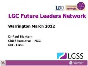 LGC Future Leaders Network Warrington March 2012 Dr