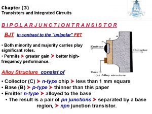 Chapter 3 Transistors and Integrated Circuits BIPOLARJUNCTIONTRANSISTOR BJT