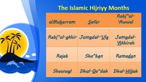 The Islamic Hijriyy Months al Muharram Safar Rabiulakhir