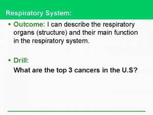 Respiratory System Outcome I can describe the respiratory