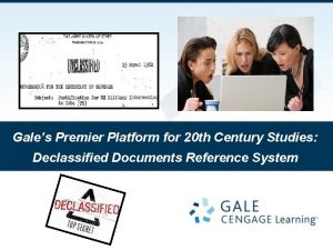 Gales Premier Platform for 20 th Century Studies