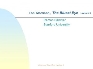 Toni Morrison The Bluest Eye Ramon Saldivar Stanford