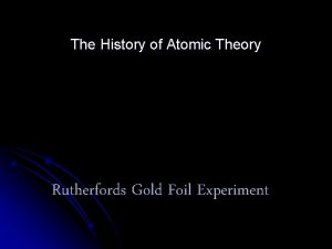 The History of Atomic Theory Rutherfords Gold Foil