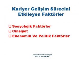 Kariyer Geliim Srecini Etkileyen Faktrler q Sosyolojik Faktrler