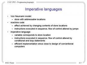 COSC 2 P 05 Programming languages Imperative languages