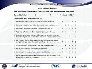 Ensuring Correct Surgery and Invasive Procedures PreTraining Questionnaire